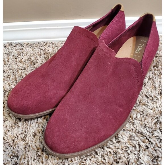 NWOT TOMS Shaye Maroon Slip On Low Cut Ankle Bootie Sz 11M - Picture 1 of 9